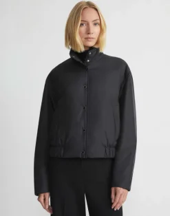 New Lafayette 148 New York Recycled Poly Stand Collar Puffer Jacket Black