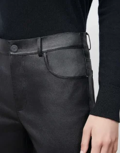 Clearance Lafayette 148 New York Reeve Pant In Silky Stretch Nappa Black