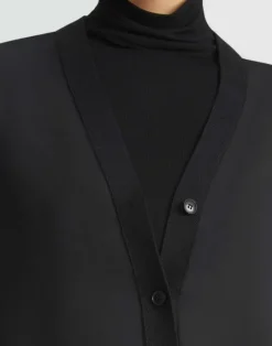 Online Lafayette 148 New York Responsible Fine Gauge Merino & Organic Silk Georgette Cardigan Black