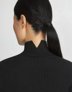 Lafayette 148 New York Responsible Fine Gauge Merino Ribbed Mockneck Sweater Cloud