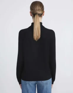 New Lafayette 148 New York Responsible Matte Crepe Turtleneck Sweater Black