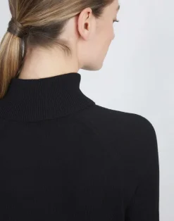 New Lafayette 148 New York Responsible Matte Crepe Turtleneck Sweater Black