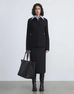 Hot Lafayette 148 New York Responsible Wool Double Face Pencil Skirt Black
