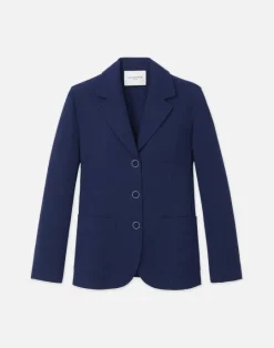 Discount Lafayette 148 New York Responsible Wool Nouveau Crepe Chore Jacket Midnight Blue