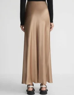 New Lafayette 148 New York Satin Bias Maxi Skirt Camel