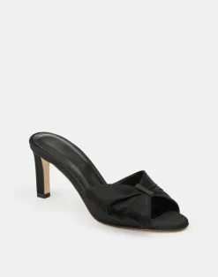 Outlet Lafayette 148 New York Satin Heeled Mule Black