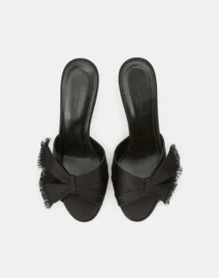 Outlet Lafayette 148 New York Satin Heeled Mule Black