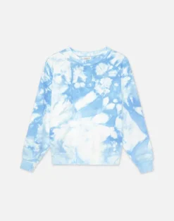 Clearance Lafayette 148 New York Shibori Cotton French Terry Sweatshirt Sky Blue Multi