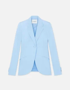 Online Lafayette 148 New York Silk Crepe De Chine Blazer Navy