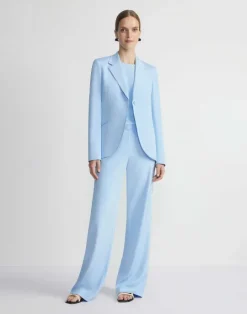 Online Lafayette 148 New York Silk Crepe De Chine Blazer Navy