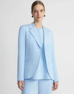 Online Lafayette 148 New York Silk Crepe De Chine Blazer Navy