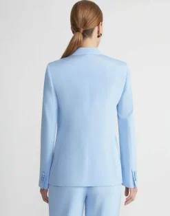 Online Lafayette 148 New York Silk Crepe De Chine Blazer Navy