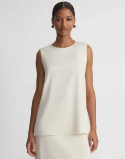 Lafayette 148 New York Silk Crepe De Chine Sleeveless Blouse Cloud