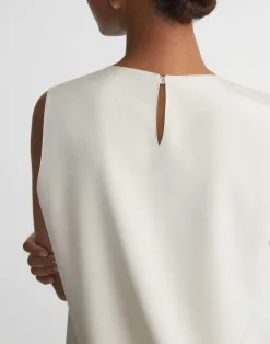 Lafayette 148 New York Silk Crepe De Chine Sleeveless Blouse Cloud
