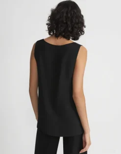 Best Lafayette 148 New York Silk Double Georgette Sleeveless Blouse Deep Ivy