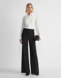 Sale Lafayette 148 New York Silk Georgette Pintuck Bib Blouse Cloud