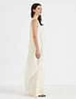 Outlet Lafayette 148 New York Silk Organza Overlay Tie Back Gown Cloud