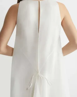 Outlet Lafayette 148 New York Silk Organza Overlay Tie Back Gown Cloud