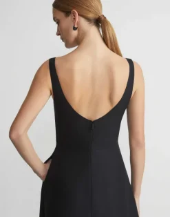 Discount Lafayette 148 New York Silk-Linen Bateau Gown Black
