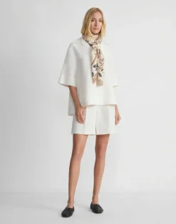 Online Lafayette 148 New York Silk-Linen Collared Popover Blouse Alabaster