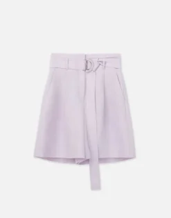 Outlet Lafayette 148 New York Silk-Linen Degraw Short Alabaster