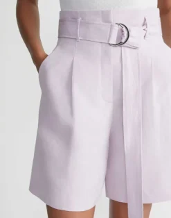 Outlet Lafayette 148 New York Silk-Linen Degraw Short Alabaster