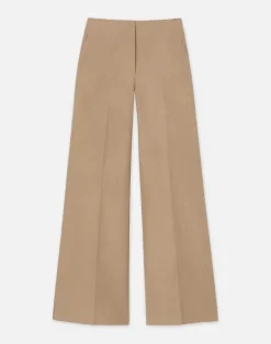 Hot Lafayette 148 New York Silk-Linen Franklin Split Wide Leg Pant Cadet Khaki