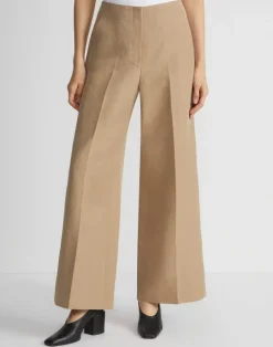 Hot Lafayette 148 New York Silk-Linen Franklin Split Wide Leg Pant Cadet Khaki