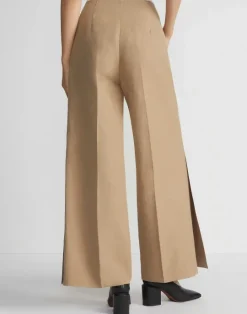 Hot Lafayette 148 New York Silk-Linen Franklin Split Wide Leg Pant Cadet Khaki