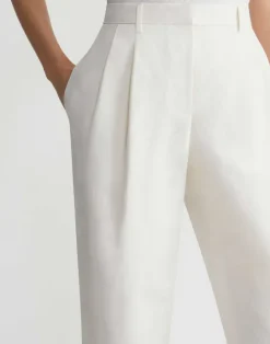 New Lafayette 148 New York Silk-Linen Macdougal Pant Alabaster