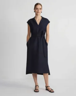 Best Lafayette 148 New York Silk-Linen Popover Shirtdress Ink