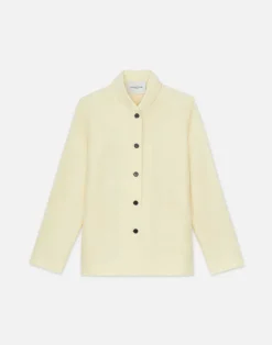 Online Lafayette 148 New York Silk-Linen Shawl Collar Shirt Jacket Yellow Yarrow