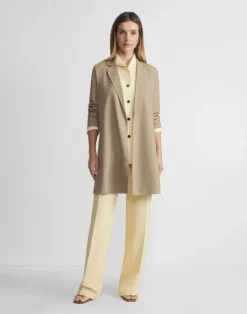 Online Lafayette 148 New York Silk-Linen Shawl Collar Shirt Jacket Yellow Yarrow