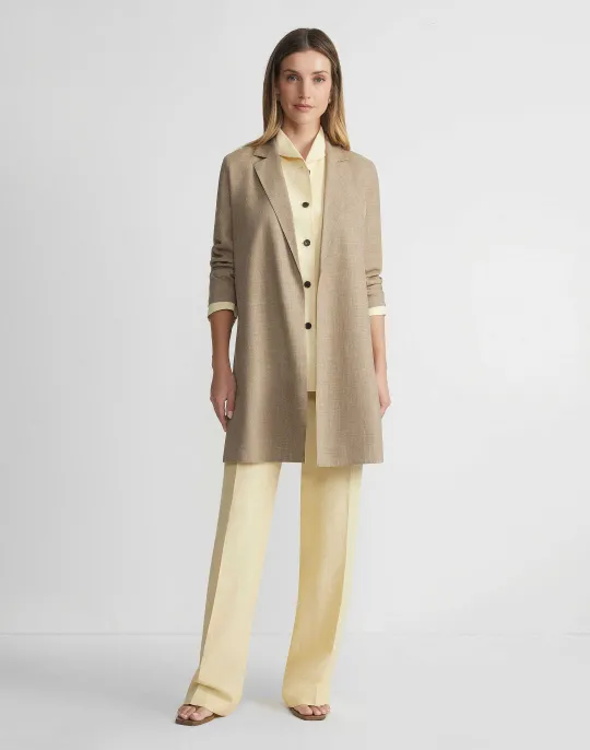Online Lafayette 148 New York Silk-Linen Shawl Collar Shirt Jacket Yellow Yarrow