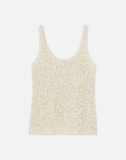 Lafayette 148 New York Soutache Embroidered Cotton Tank Creme Fraiche