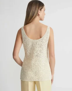 Lafayette 148 New York Soutache Embroidered Cotton Tank Creme Fraiche