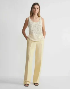 Lafayette 148 New York Soutache Embroidered Cotton Tank Creme Fraiche