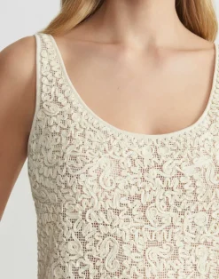 Lafayette 148 New York Soutache Embroidered Cotton Tank Creme Fraiche