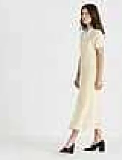 Online Lafayette 148 New York Soutache Embroidered Cotton Dress Creme Fraiche
