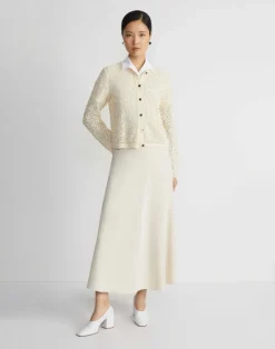 Online Lafayette 148 New York Soutache Embroidered Cotton Cardigan Creme Fraiche