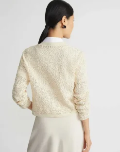 Online Lafayette 148 New York Soutache Embroidered Cotton Cardigan Creme Fraiche