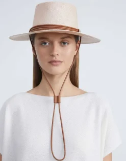 Clearance Lafayette 148 New York Straw Bolero Hat Black Multi