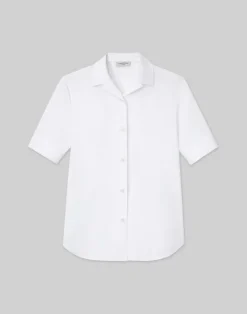 Hot Lafayette 148 New York Stretch Cotton Notch Collar Shirt White