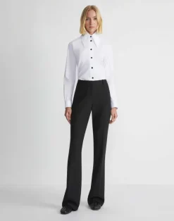 Sale Lafayette 148 New York Stretch Cotton Snap Front Shirt White