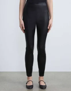 Sale Lafayette 148 New York Stretch Nappa Leather Greenwich Legging Copper