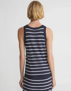 Online Lafayette 148 New York Stripe Responsible Matte Crepe Racerback Tank Ink Multi