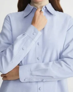 Hot Lafayette 148 New York Suede Shirt Jacket Wild Bluet