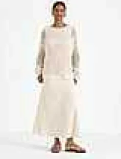 Best Lafayette 148 New York Sustainable Linen-Silk Chainette Net Stitch Sweater Cloud