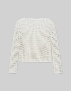 Best Lafayette 148 New York Sustainable Linen-Silk Chainette Net Stitch Sweater Cloud