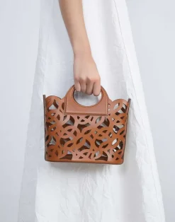 Clearance Lafayette 148 New York Vachetta Leather 8 Knot Basket Bag—Mini Copper